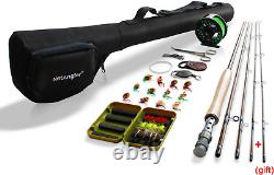 Fly Fishing Rod and Reel Combo 4-PC, 5Wt Aluminum Fly Reel 28 Flies, Carry Case
