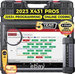 LAUNCH X431 PRO5 PAD V+ Car Diagnostic Scanner J2534 Programming Key Coding 2023